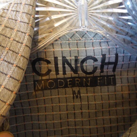 Cinch Shirt Adult Medium Gray Plaid Modern Fit Western Cotton Blend Mens - Picture 3 of 8